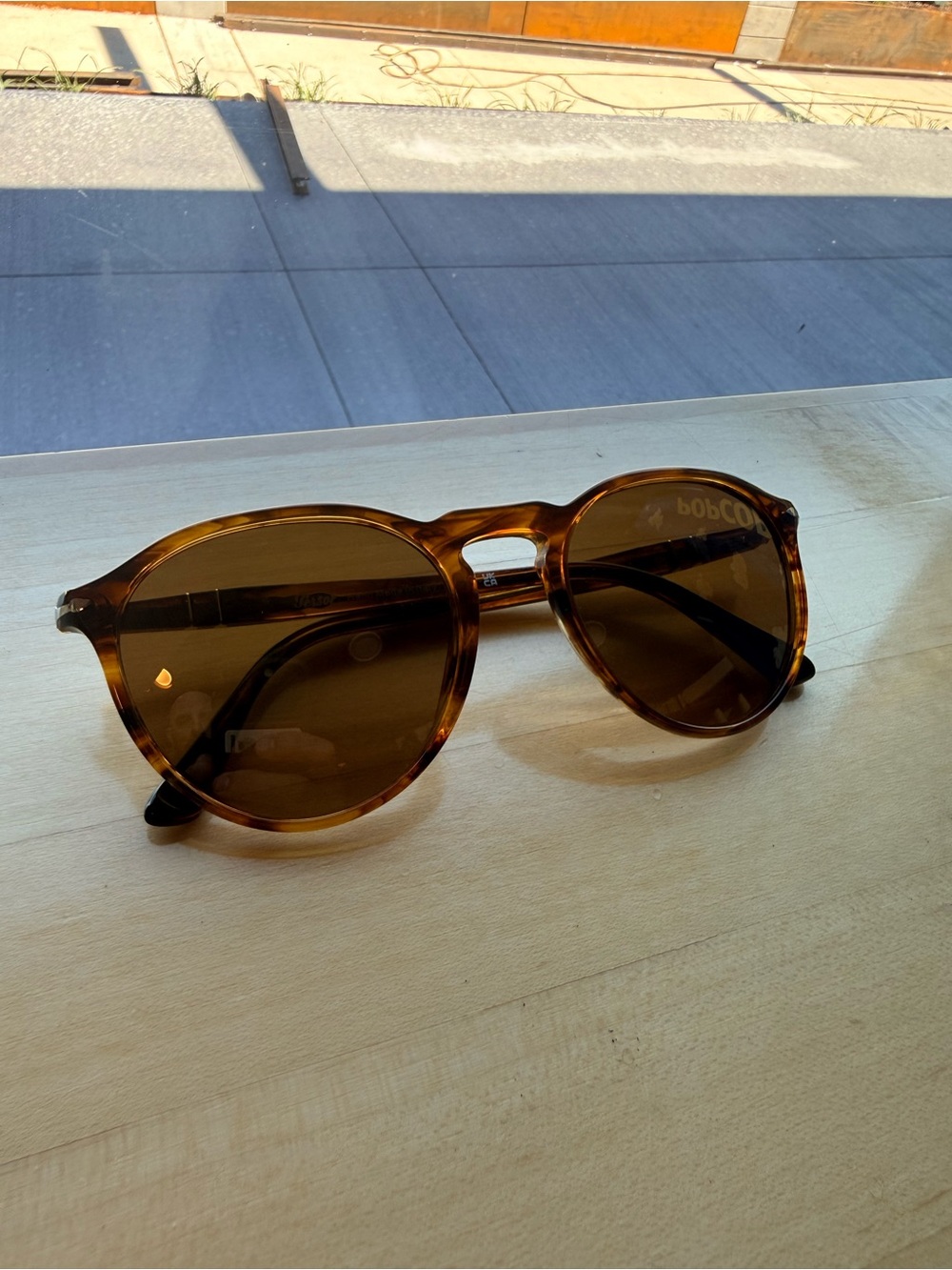Persol PO3286S Round Sunglasses Red Brown Men's Sunglasses